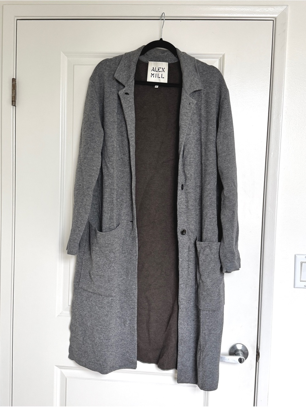 Alex Mill Light Gray Long Knit Trench Coat